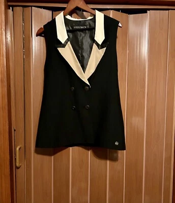 Chaleco Kimberly Taylor Bloque de Color de Seda y Cuero Talla S. Nuevo Foto 1 de 4