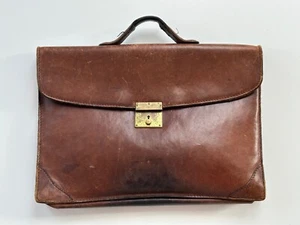 Aktentasche Leder rötlich-braun Messing-Schloss Herren Vintage ca. 60er Jahre - Bild 1 von 5