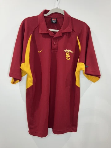 USC TROJANS Polo Shirt Men's Nike Dri Fit Coaching Fight ON Size Medium Cover