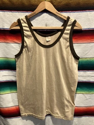 Vintage 70s Fruit of The Loom Five Fingers Tank Top Brown X-Small 17x25 USA - Image 1 of 3