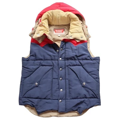 SUGAR CANE Down Vest M Two-Tone Corduroy Collar Detachable Hood F/S - Image 1 of 4