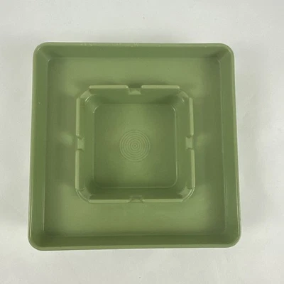 Cenicero Cuadrado Vintage Verde Aguacate 5"x5" Retro MCM Hecho en EE. UU.  Foto 1 de 4