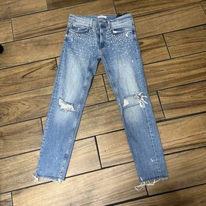 Jeans Zara Donna Collezione Premium Denim Perle Invecchiate Taglia 2 - Foto 1 di 6