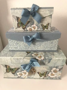 Set of 3 SUSAN WINGET  Decorative Storage/Organizing Essentials Boxes NEVER USED - Picture 1 of 4