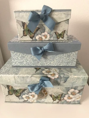 Set of 3 SUSAN WINGET  Decorative Storage/Organizing Essentials Boxes NEVER USED - Image 1 of 4