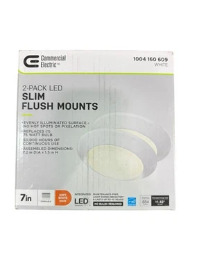 (2-Pk) Commercial Electric LED Flush Mount White 7" 1004 160 609 - Lights Only - Image 1 of 4