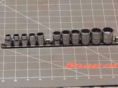 Snap On 11Pc Metric 3/8 Drive Shallow Socket Set 8MM 19MM 12Pt NO 13MM - Image 1 of 4