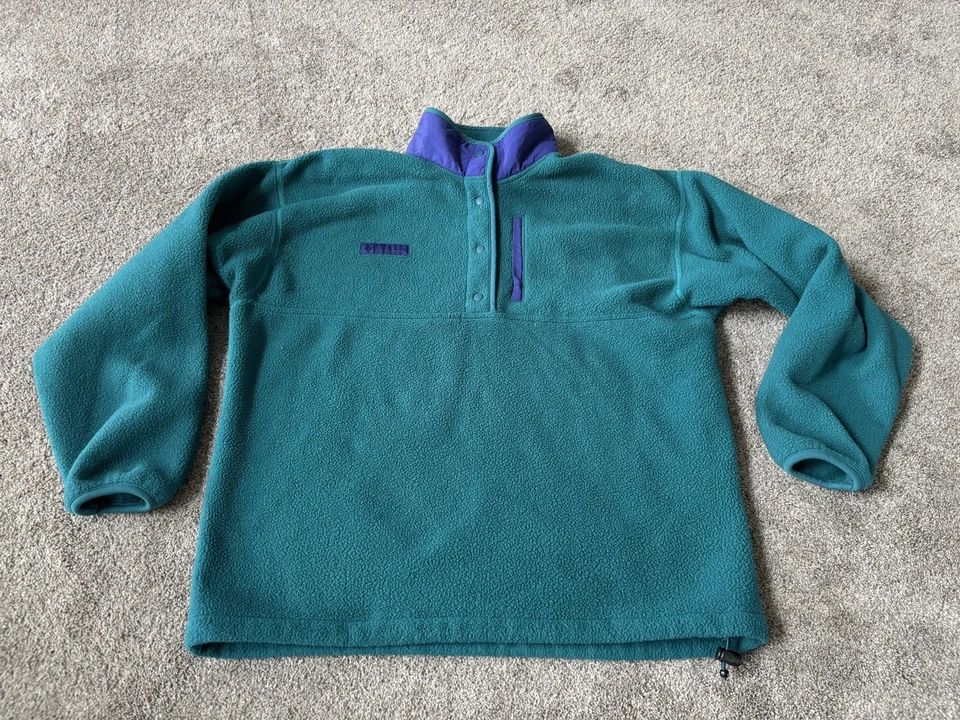 Pullover vintage Columbia Sportswear polar 1/4 a presión damas mujeres grande verde azulado Foto 1 de 4