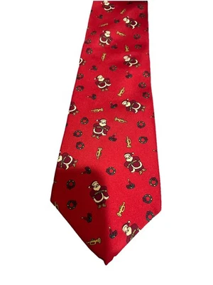 Corbata de Navidad Mervyns clásicos de Cambridge corona de Papá Noel vela música 100 % seda de colección Foto 1 de 4