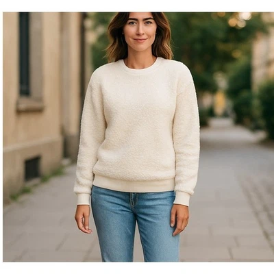 Top Sherpa Lucky Brand Crema Polar Nuevo con Etiquetas Talla Mediana Mangas Largas Minimalista Lagenlook Foto 1 de 4