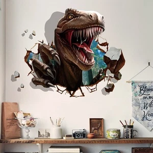 DINOSAUR T-REX 3D WALL STICKER MURAL ART Decal - Foto 1 di 1