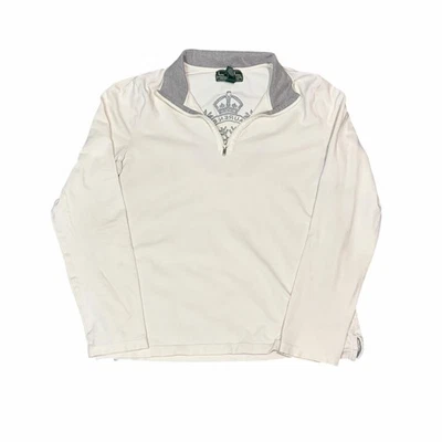 LRL Active Y2K Women's 1/4 Zip XL White Embroidered Crest Mock Neck Ski Prep - Image 1 of 4