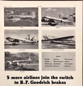 1950 B.F. Goodrich Brakes DC-3 Major Airlines Vintage Print Ad - Picture 1 of 7