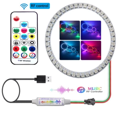 WS2812B 8/16/24/35/45 Leds RGB Pixel Ring Modules USB 17key Music LED contorller - Image 1 of 4