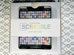 WS Game Company SCRABBLE AURA Glass Edition with Rotating Board Lazy Susan New - Picture 1 of 5