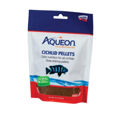 Aqueon Cichlid Pellets Mini 4.5 oz Slow Sinking Daily Nutrition for Cichlids - Image 1 of 4