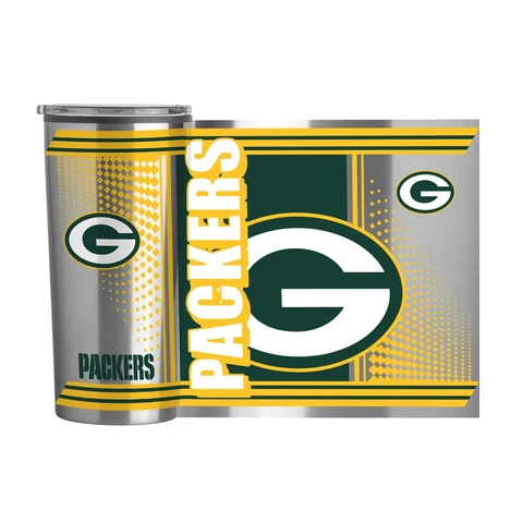 Green Bay Packers NFL 20oz Fusion Stainless Steel Travel Tumbler FREE SHIP Cover