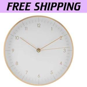 10" Quartz Silent Wall Clock in White and Gold - Elegant Scandinavian Design - Picture 1 of 9
