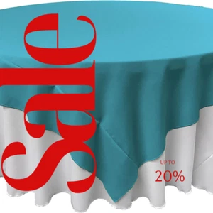 TURQUOISE  - Polyester Poplin Washable Square Tablecloth, 58' x 58" Table Cover - Picture 1 of 3