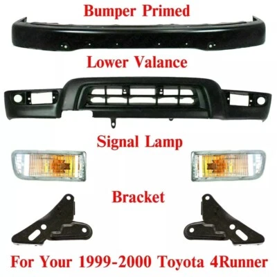Front Black Bumper Kit For 1999 2000 2001 2002 Toyota 4Runner SR5 Base Steel 6Pc - Image 1 of 4