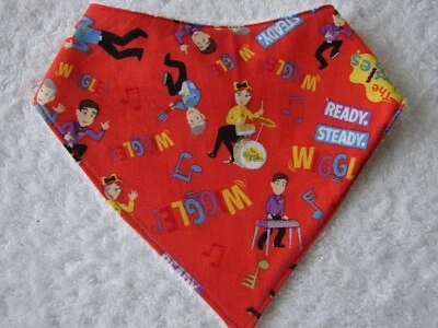 Wiggles Red Bandana Dribble Bibs Cotton Front Towelling Back Handmade - image 1 of 2
