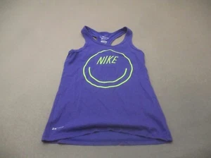 NIKE DRI-FIT Size S Girls Blue Scoop Neck Gym Training Racer Back Tank Top 903 - Picture 1 of 7