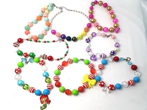 8 Festive Chunky Little Princess Girl Toddler Necklace Little Mermaid Beads - Picture 1 of 9