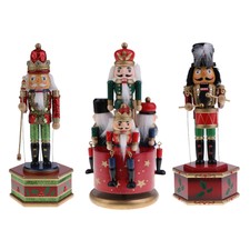 Wooden Nutcracker Handpainted Soliders Music Box Toy Christmas Decor Gift