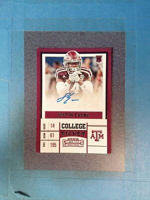 JY37) 2017 Contenders JUSTIN EVANS RC Auto #252 College Ticket  - Image 1 of 2
