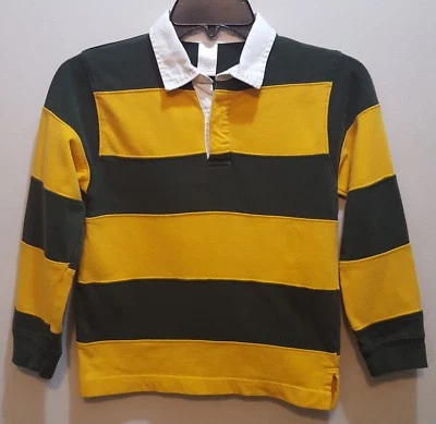 Gymboree Boy's Green & Yellow Striped Long Sleeve Polo Shirt - Size: 6 - Image 1 of 4