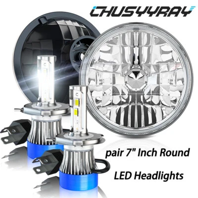 Par de faros redondos de 7 pulgadas de haz alto bajo Fit GMC C15/C25 C35 1975 1976-1978 Foto 1 de 4