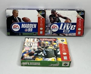 N64 Madden NFL 99, NBA Live 99, NFL Quarterback Club 98 nur Leerkartons *Wear* - Bild 1 von 11