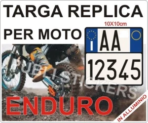 TARGA REPLICA IN ALLUMINIO PER MOTO ENDURO  10x10 cm. "ART.102  D. LGS. 285/92" - Picture 1 of 1