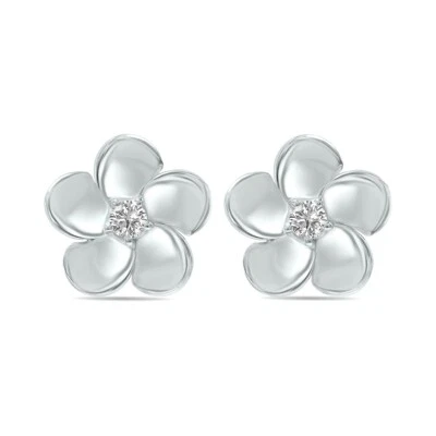 1/3 CTW Lab Grown Diamond Flower Stud Earrings in 10K White Gold - Image 1 of 4