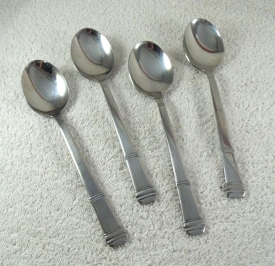 Lote de 4 cucharas de sopa Damasco Northland cubiertos de acero inoxidable brillante Corea Foto 1 de 3