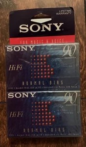 New 2 Pack Sony HiFi 90 Minute Blank Sealed Cassette Tape Type 1 Normal Bias - Picture 1 of 3