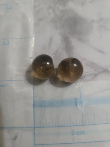 2 Antique Yellow Colored Glass Buttons Hand made H504 1 pair Free Shipping Cover