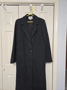 Carolina Colours Vintage, Long Gray Coat 100% Wool, Lined, Pockets SZ 12 - Picture 1 of 12