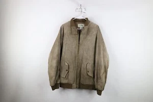 Vintage 70s LL Bean Mens 44L Faded Suede Leather Cafe Racer Bomber Jacket USA - Picture 1 of 20