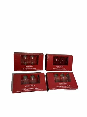 Clear Glass 4 C-9 Light Bulbs 7 Watt Holiday Christmas Night 4 Boxes - Image 1 of 4