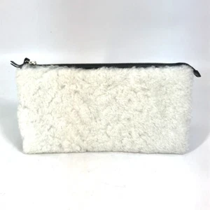BALENCIAGA 347238 logo Bag Clutch bag Leather / Mouton Black/White - Picture 1 of 15