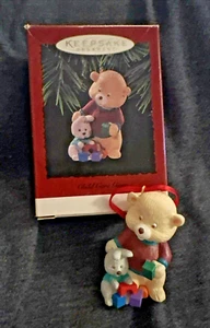 Hallmark Keepsake Ornament 1996 Child Care Giver Bear Babysitter & Bunny Rabbit - Picture 1 of 2