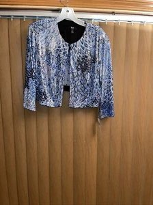 MSK Women Short Blue Seqin Blazer 14w - Picture 1 of 9