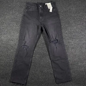 Gap Black Cheeky Straight High Rise Raw Hem Ankle NWT Jeans 29 | 8 L - Picture 1 of 10