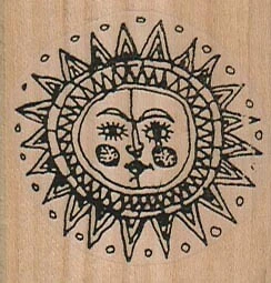 Sello de goma Fancy Sun 1 3/4 x 1 3/4", sello celestial Foto 1 de 1