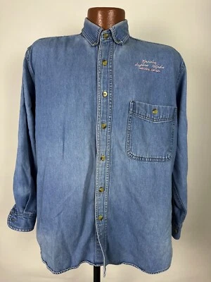 Vintage Epsilon Sigma Alpha ESA International Denim Shirt M College 90s Y2K Blue - Image 1 of 4