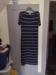 Loft dunkelblau & weiß gestreiftes langes 3/4 Ärmel Tshirt Kleid Größe Small - Bild 1 von 5