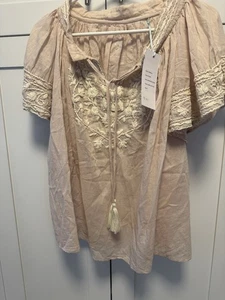 NWT Kyla Seo Mavern Blouse Womens Size Small Tassels Butterfly Sleeve Peony - Picture 1 of 9