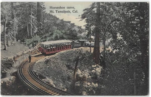Horseshoe Curve, Mount Tamalpais, CA Scenic Railway Hand-Colored Postcard 1910s - Picture 1 of 2