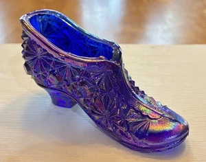 J St Clair Daisy and Button Carnival Iridescent Cobalt Mini Glass Slipper / Shoe - Picture 1 of 10
